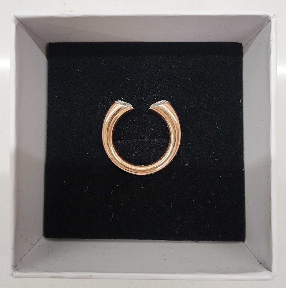 Calvin Klein Rose Gold Open Cuff Crystal Ring | Size 6 - Picture 5 of 6